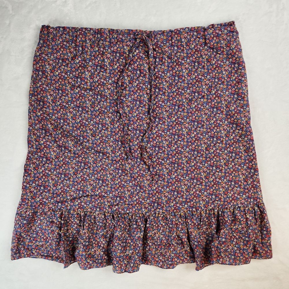 VTG 60's You Babes Floral Midi Skirt W/ Ruffled Hem Sz Large